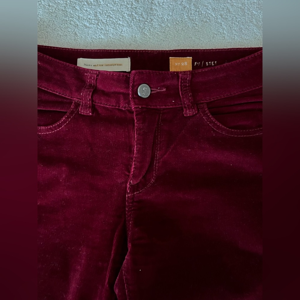 Pilcro and the Letterpress Women's Burgundy Corduroy Pants, Size 28 - Picture 3 of 15